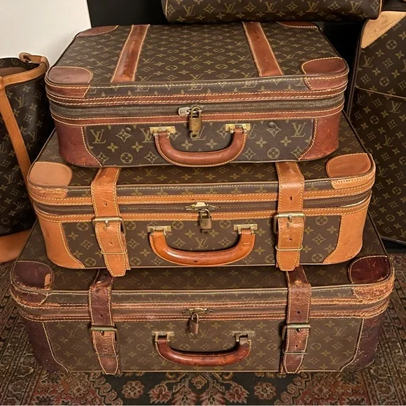 Louis Vuitton Vintage Stratos Luggage Trunk/Suitcase Stack, Set of Three - Picture 7 of 8